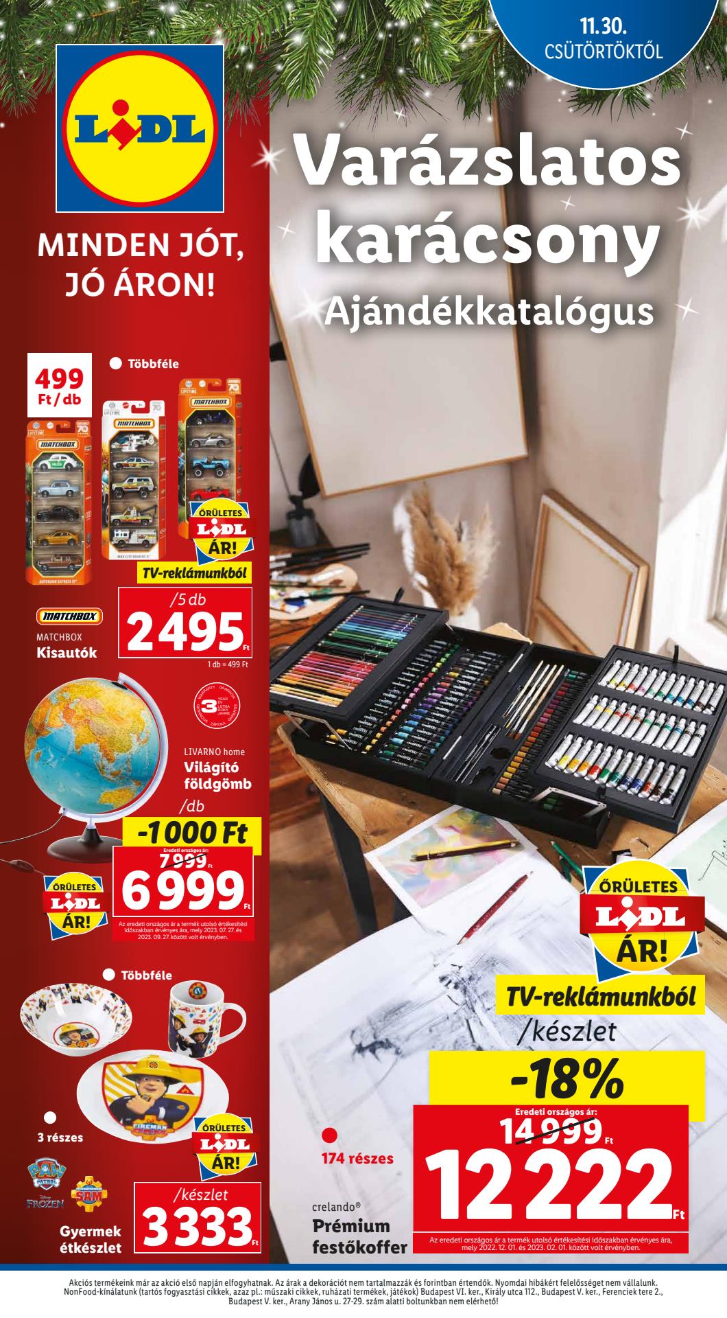 lidl-ajandekkatalogus akciós újság 1 oldal