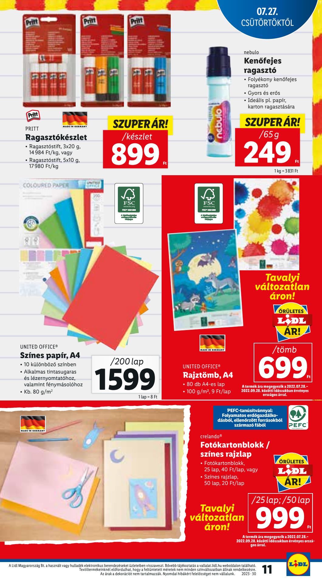 lidl-iskolakatalogus akciós újság 11 oldal