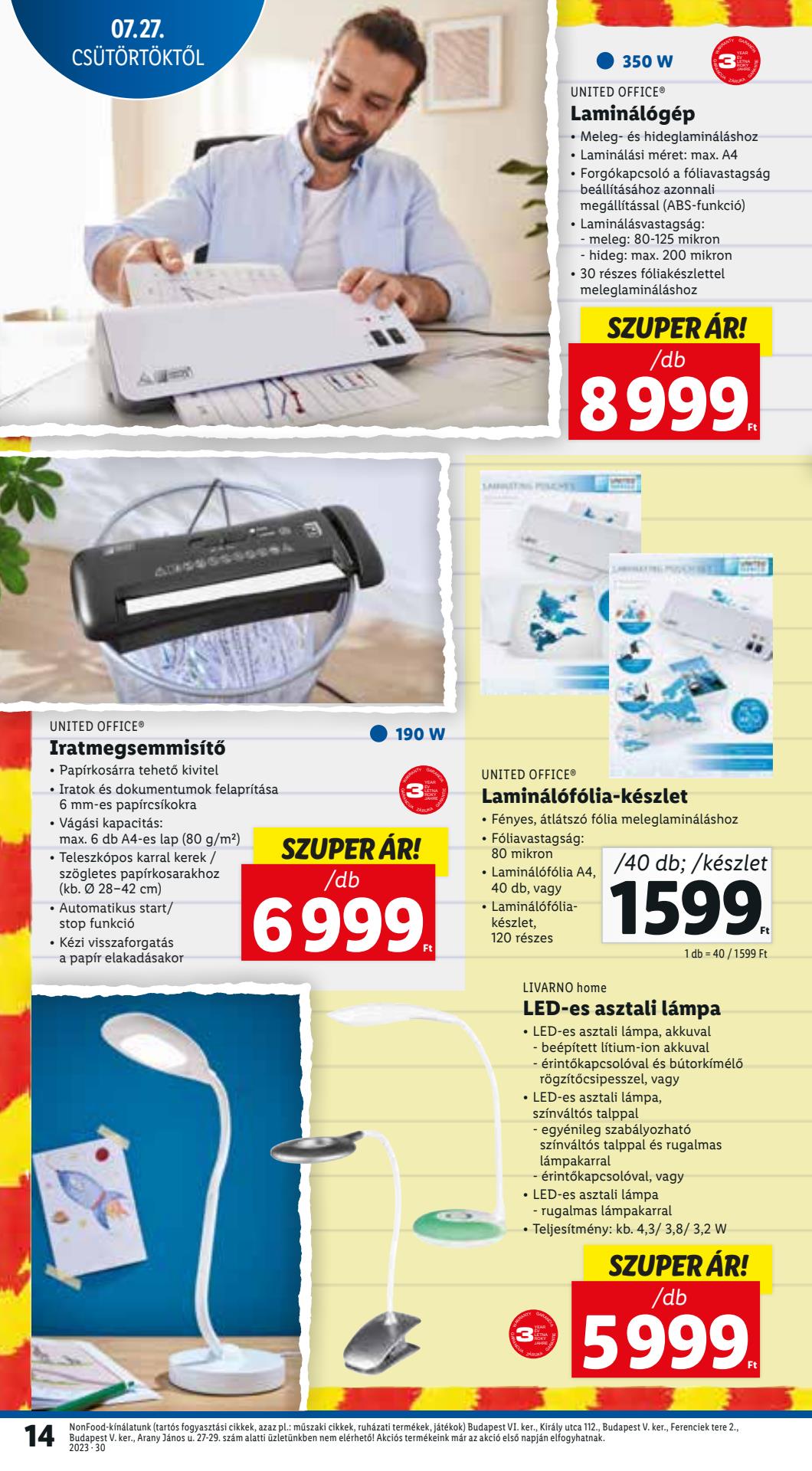 lidl-iskolakatalogus akciós újság 14 oldal