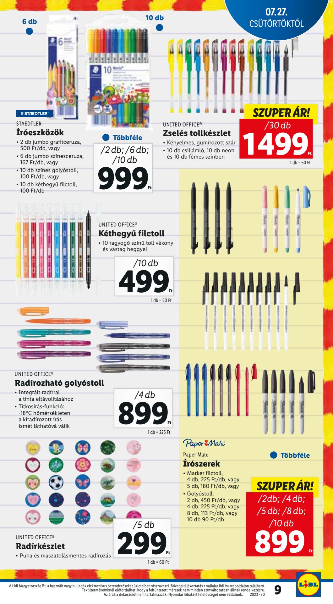 lidl-iskolakatalogus akciós újság 9 oldal