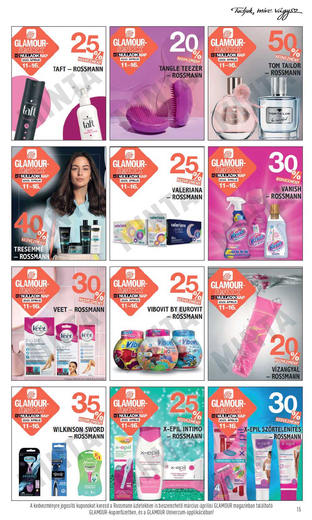 rossmann-glamour-napok-kuponfuzet akciós újság 15 oldal