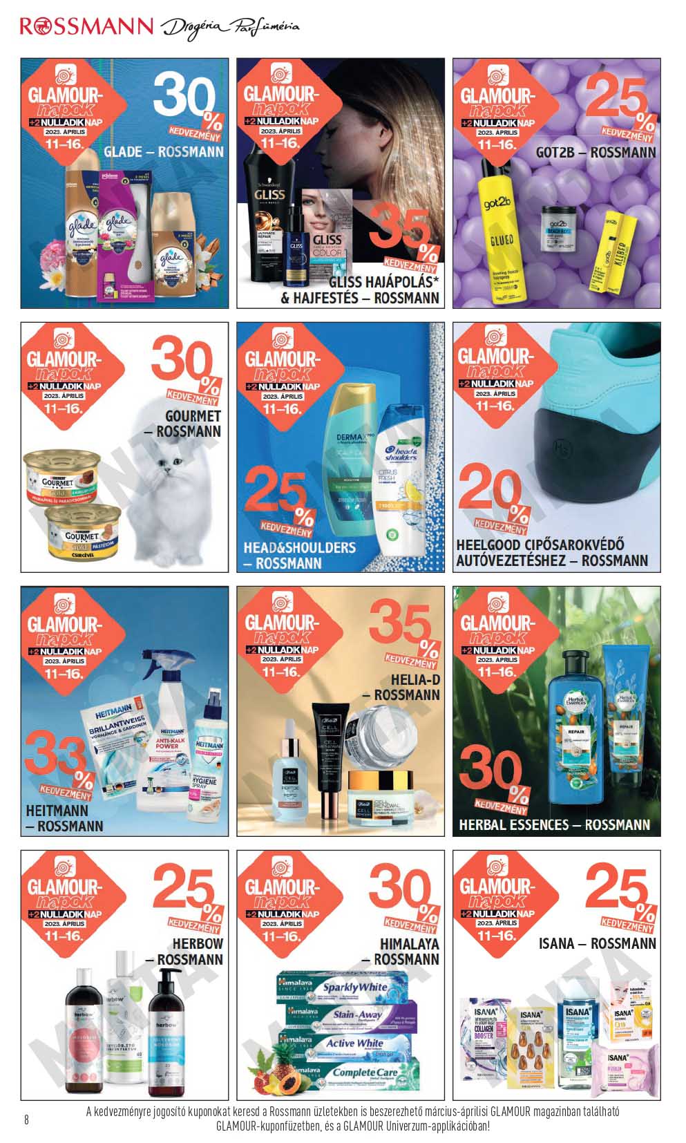 rossmann-glamour-napok-kuponfuzet akciós újság 8 oldal