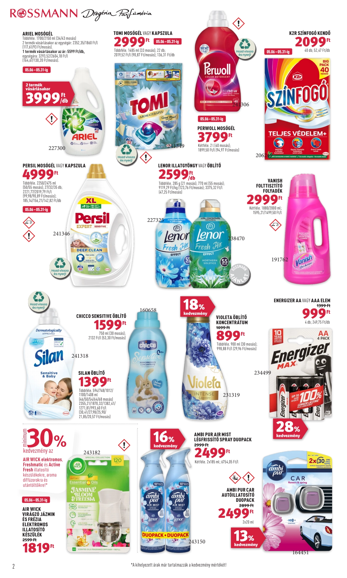 rossmann-parfumeria akciós újság 2 oldal