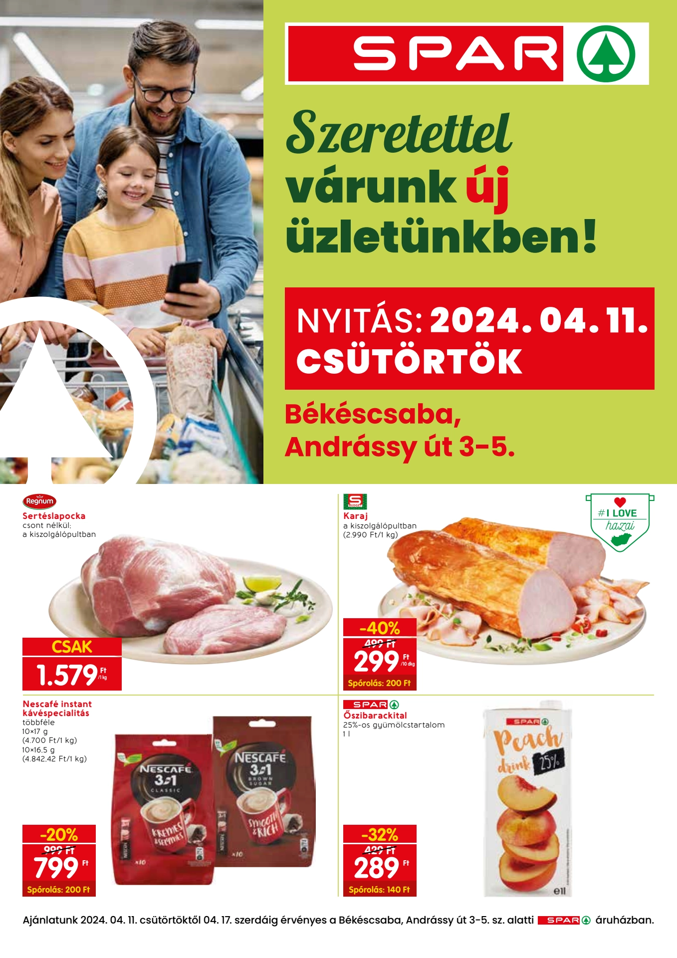 spar-bekescsaba-nyitas akciós újság 1 oldal