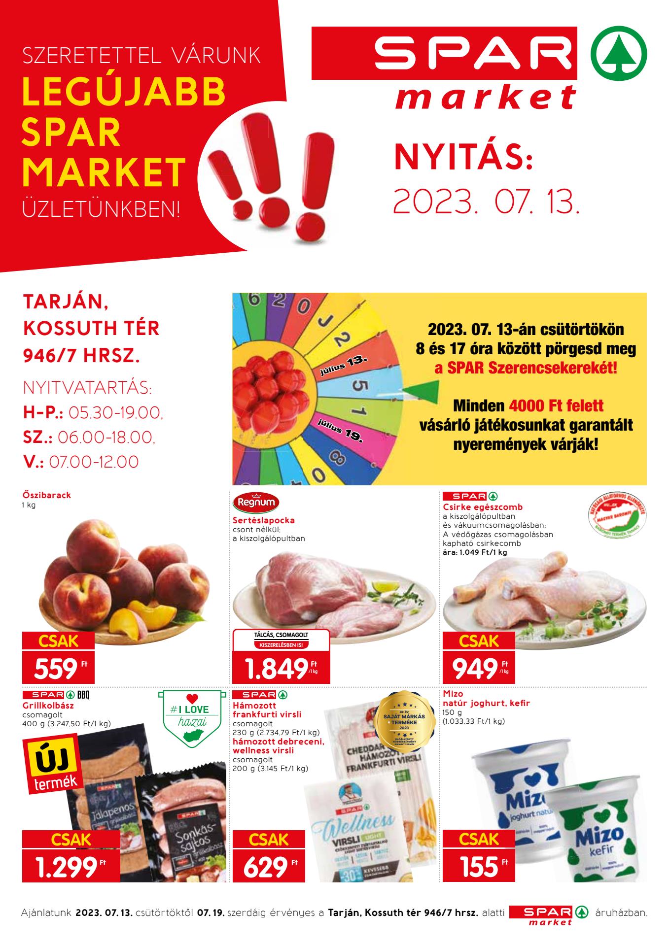 spar-market-tarjan akciós újság 1 oldal