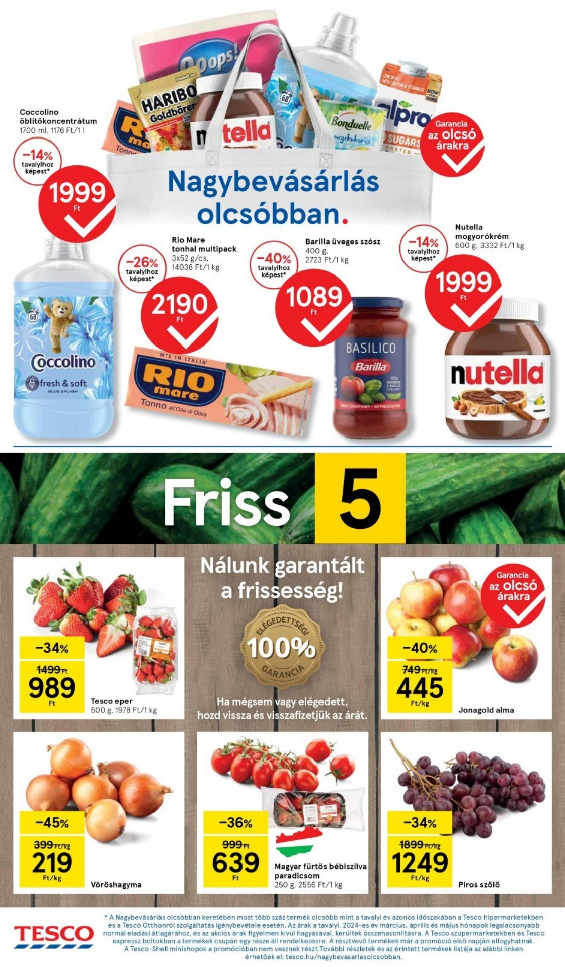 tesco-szupermarket akciós újság 2 oldal