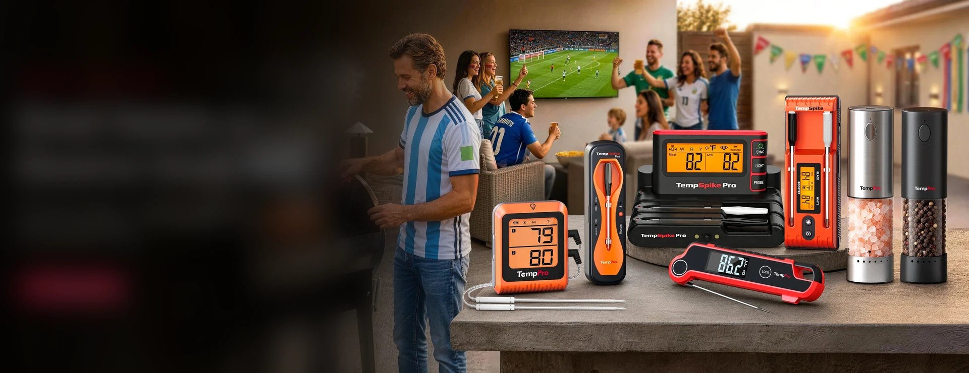 ThermoPro TempSpike, grilování při fotbale
