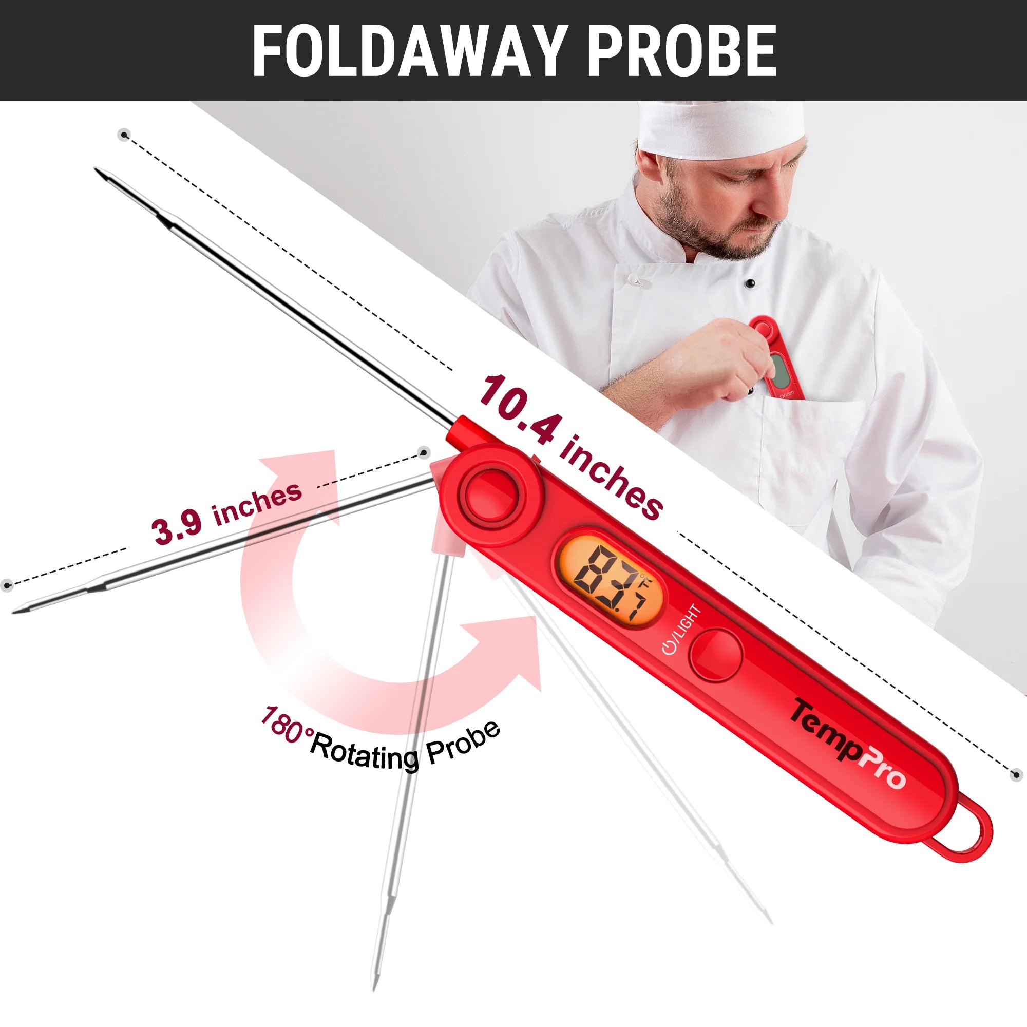 ThermoPro TP-03B digitální kuchyňský skládací jehlový teploměr