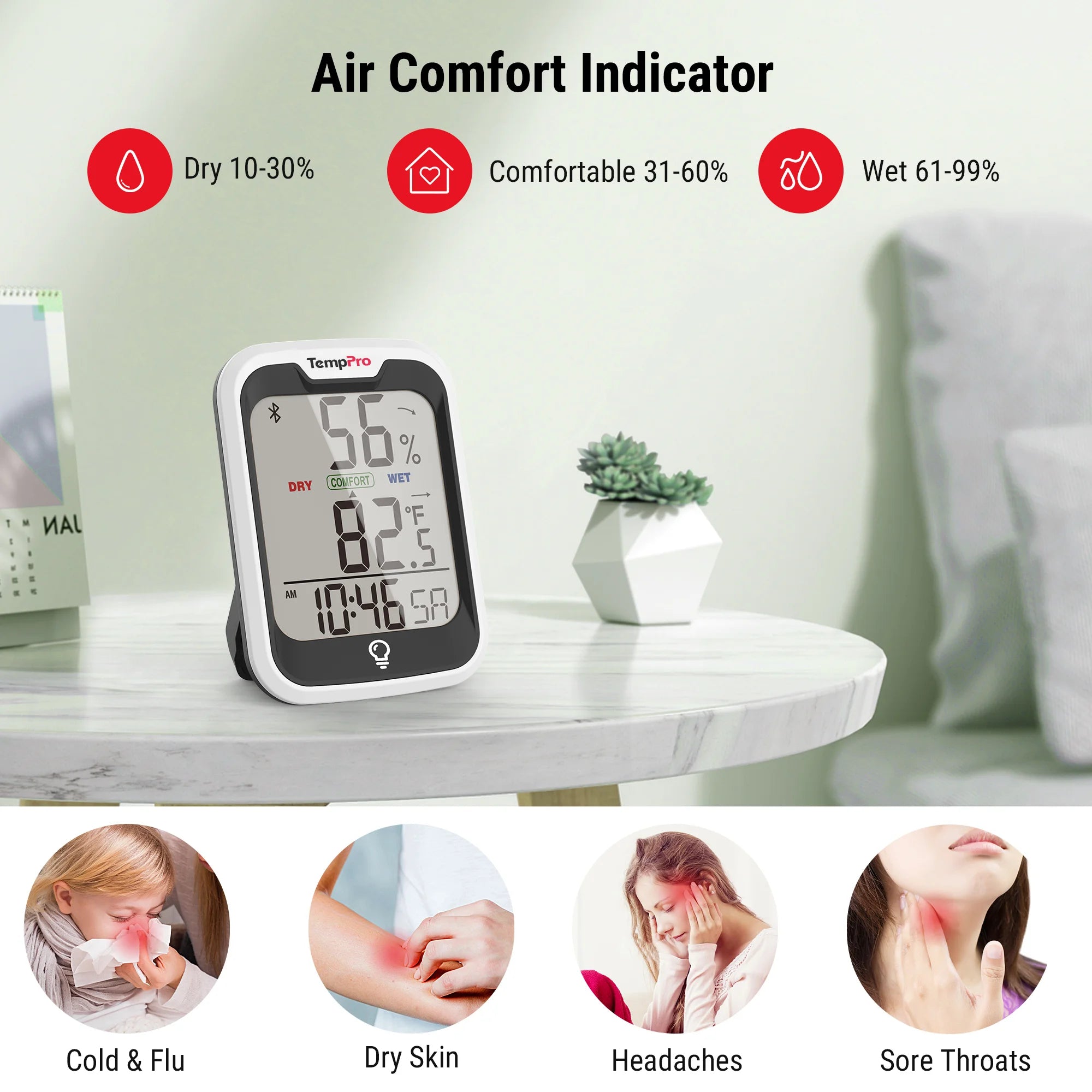 ThermoPro TP-358, domácí teploměr s teplotou a vlhkostí, LCD 3", aplikace pro statistiky