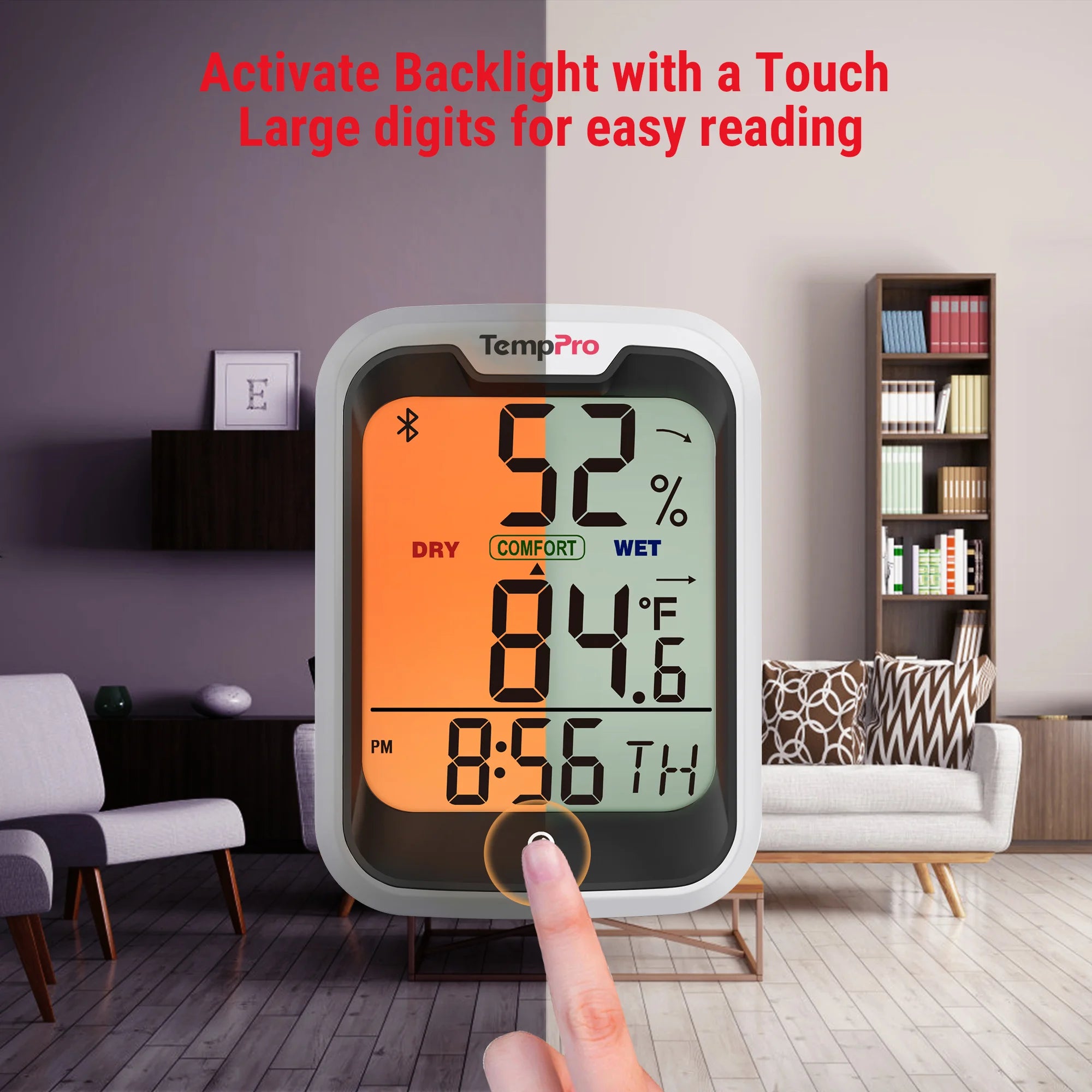 ThermoPro TP-358, domácí teploměr s teplotou a vlhkostí, LCD 3", aplikace pro statistiky