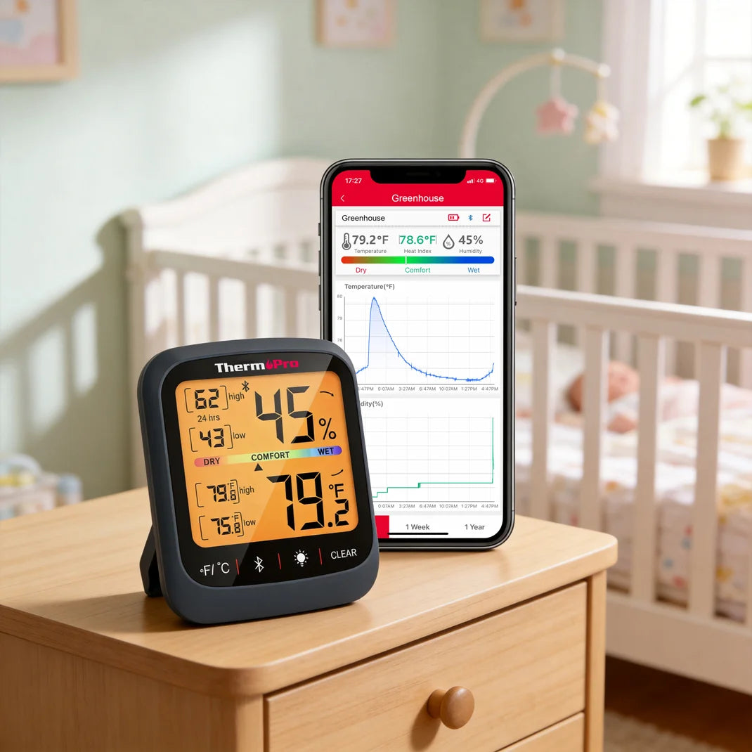 ThermoPro vnitřní digitální Bluetooth teploměr s měřením vlhkosti TP-359