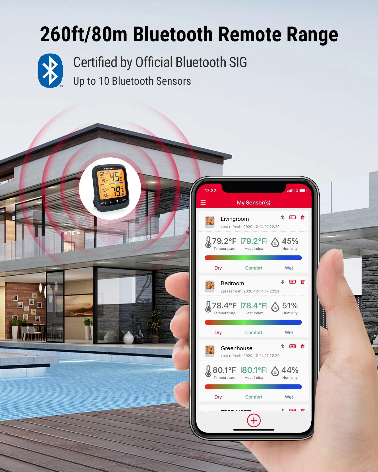 ThermoPro vnitřní digitální Bluetooth teploměr s měřením vlhkosti TP-359