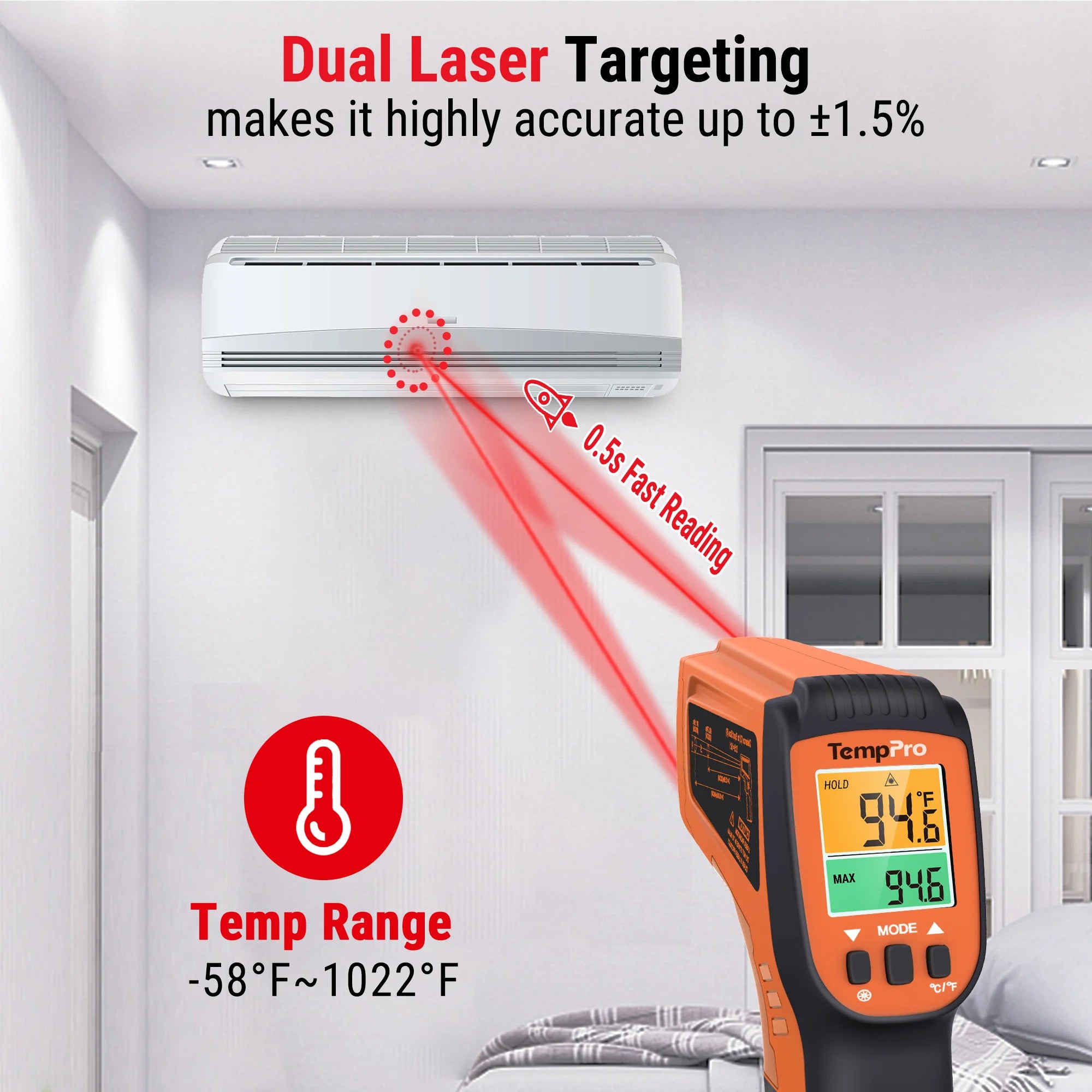 ThermoPro TP-450, bezdotykový teploměr, rozsah měření -50 až 550°C