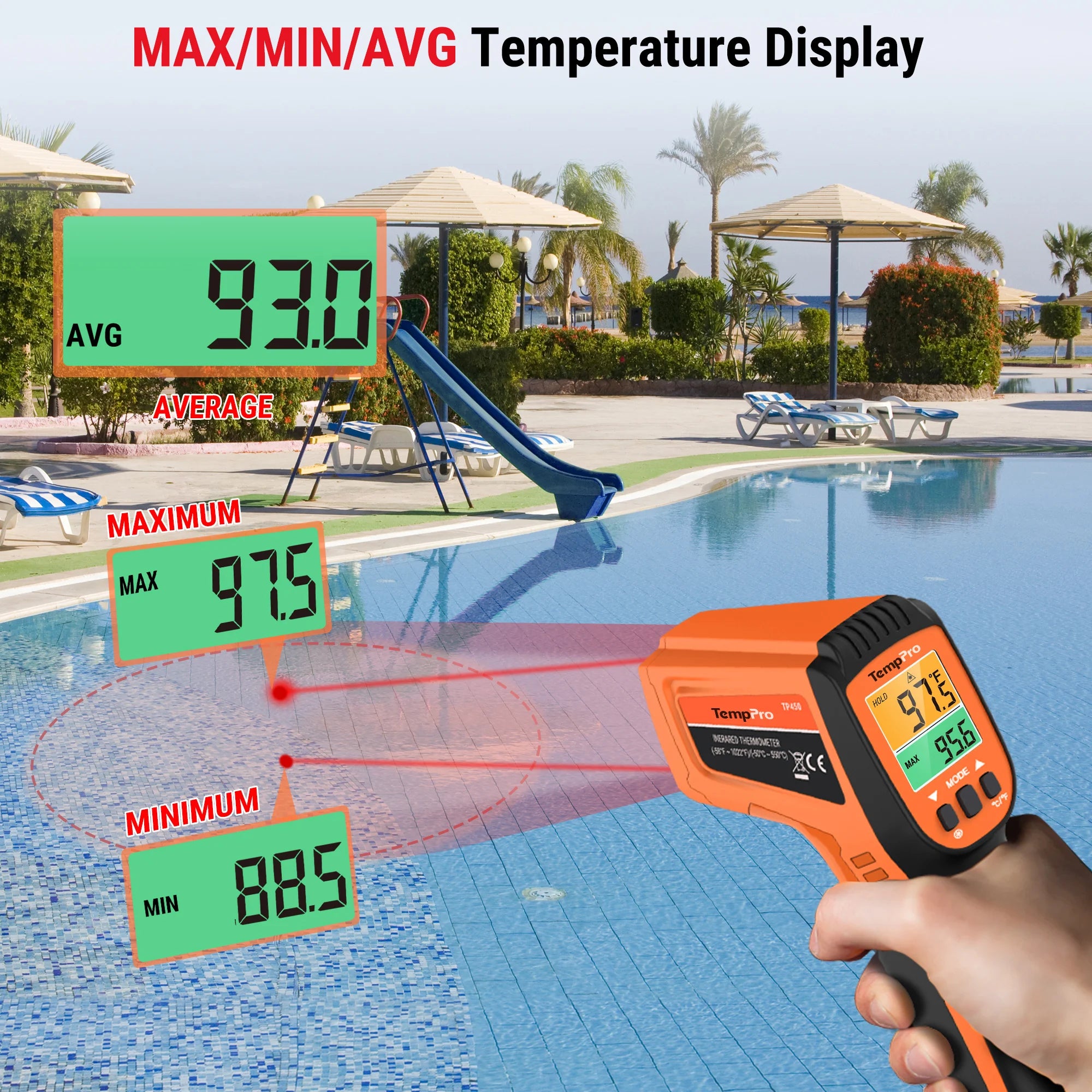 ThermoPro TP-450, bezdotykový teploměr, rozsah měření -50 až 550°C