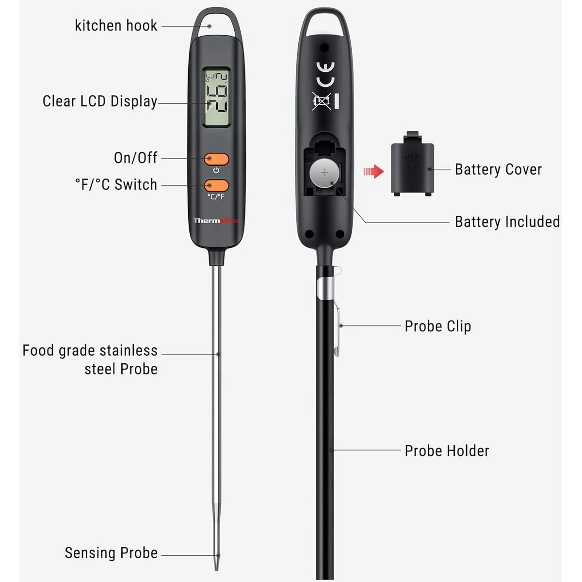 ThermoPro TP-516 digitální kuchyňský jehlový teploměr