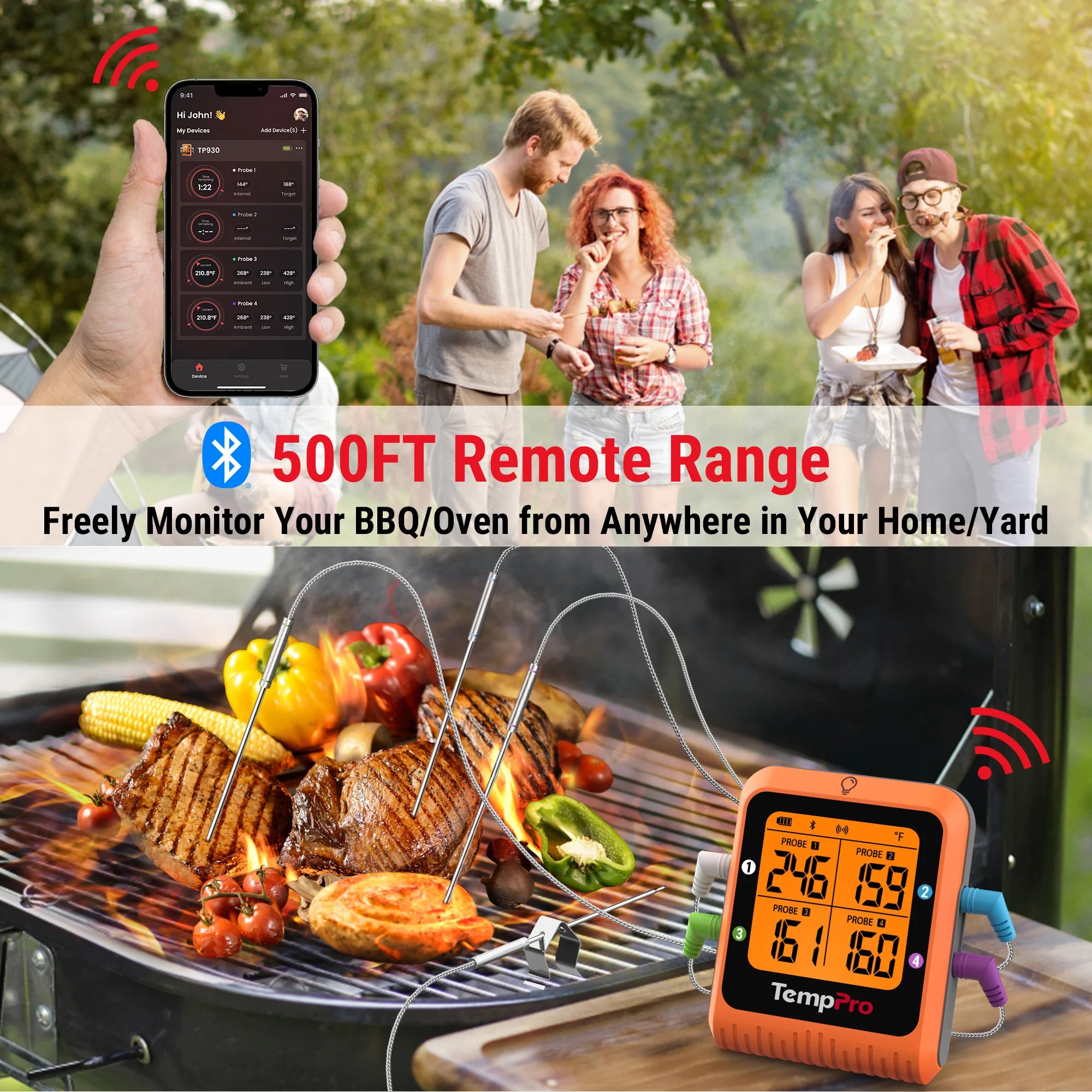 ThermoPro TP-930 digitální kuchyňský teploměr, čtyři sondy