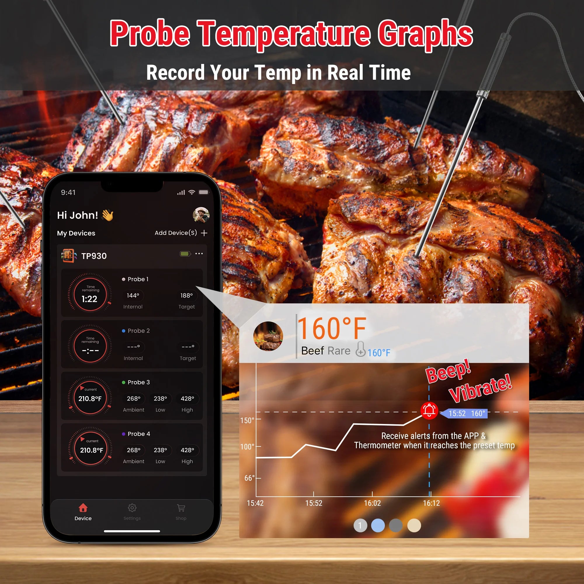 ThermoPro TP-930 digitální kuchyňský teploměr, čtyři sondy