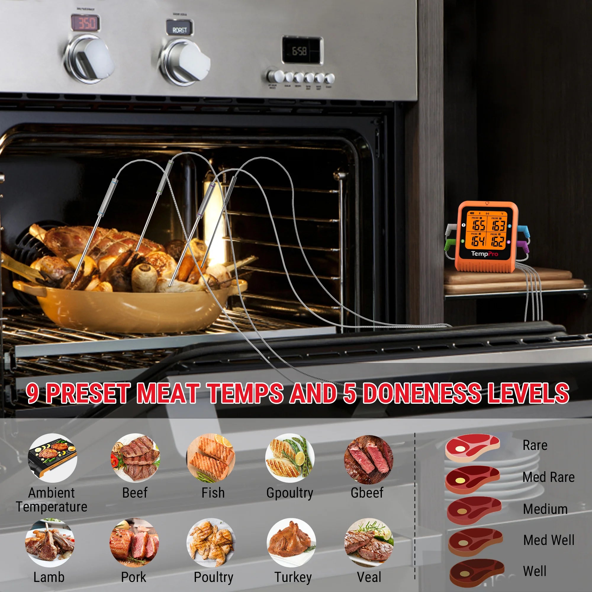 ThermoPro TP-930 digitální kuchyňský teploměr, čtyři sondy