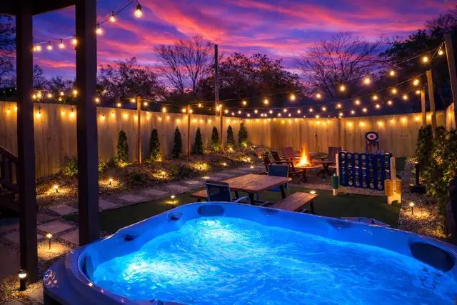 Bonnycastle Blue: Hot tub at dusk