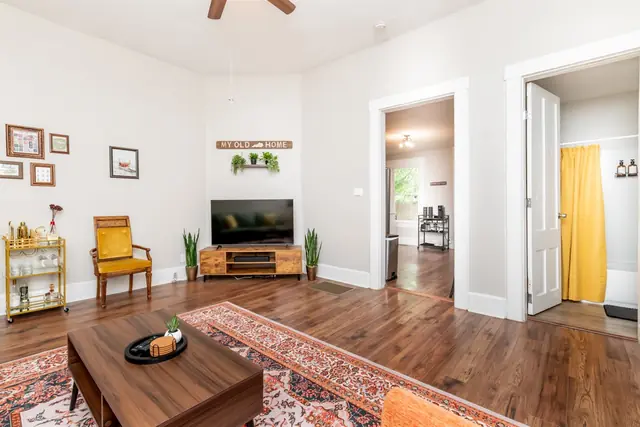 Louisville Charm | 3BR | Private Yard: Living room and entry