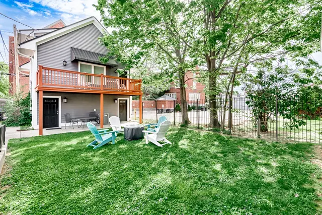 Highlands Magnum: Backyard with fire pit and Adirondack chairs