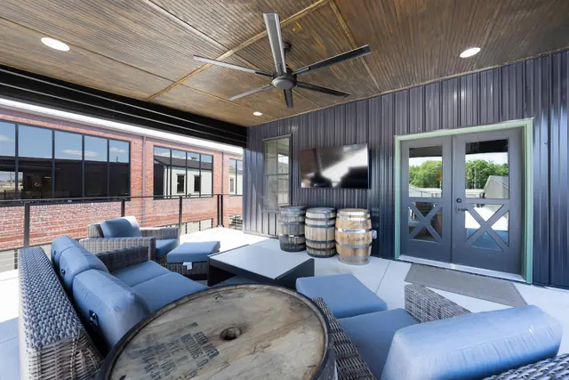 The Ultimate Louisville Event Estate | 12BR Double Property: Covered rooftop lounge