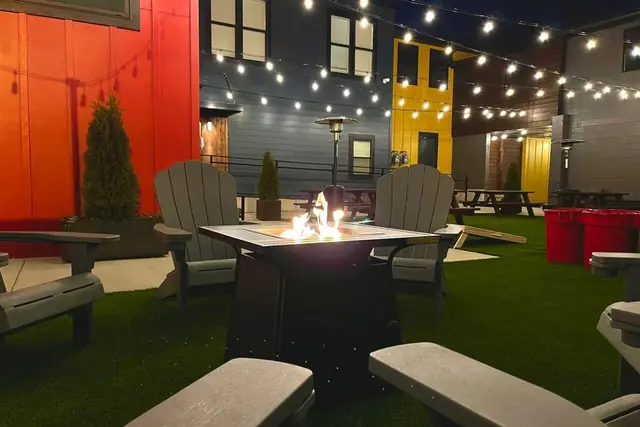 Golden Bungalou Retreat – Premier Group Vacation Rental in Louisville: Fire table seating