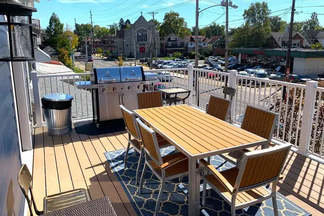 Highlands Bourbon Retreat: Deck with dining set and gas grill
