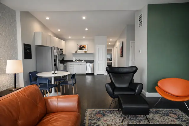 The Julep House: Open living, dining and kitchen