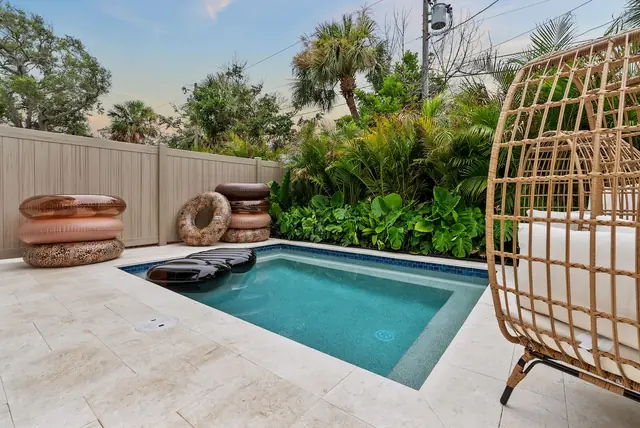 The Tulum House: Pool courtyard with lounge seating