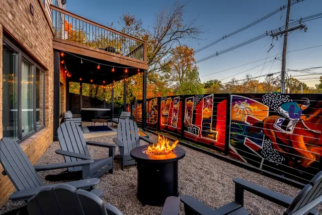 The Reserve: 5BR Louisville Retreat with Hot Tub & Game Room: Fire pit and patio seating