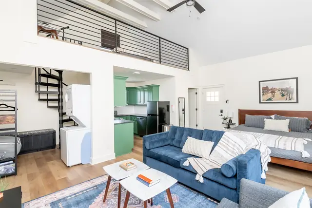 Rickhouse Loft: Loft apartment living area and kitchen