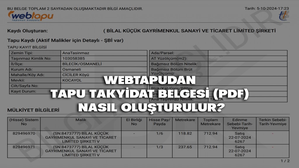 Webtapudan Tapu Takyidat Belgesi (PDF) Nasıl Oluşturulur? Blog yazısı kapak görseli