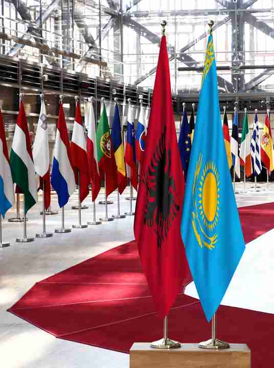 Albania Kazakhstan Flags