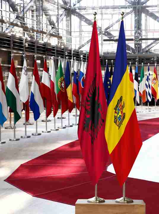Albania Moldova Flags