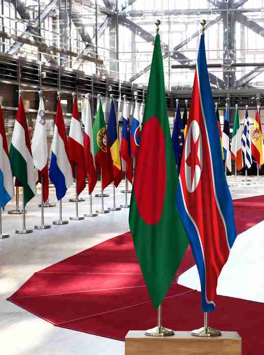 Bangladesh North Korea Flags