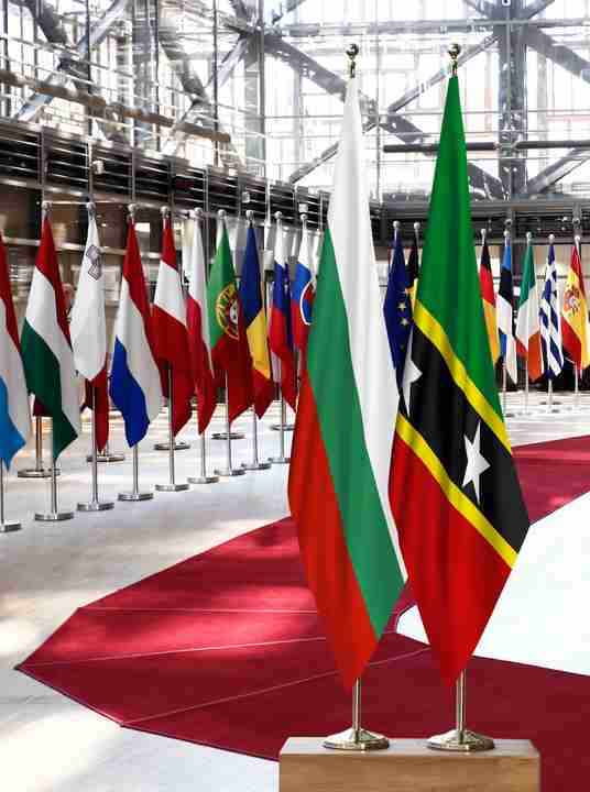 Bulgaria Saint Kitts and Nevis Flags