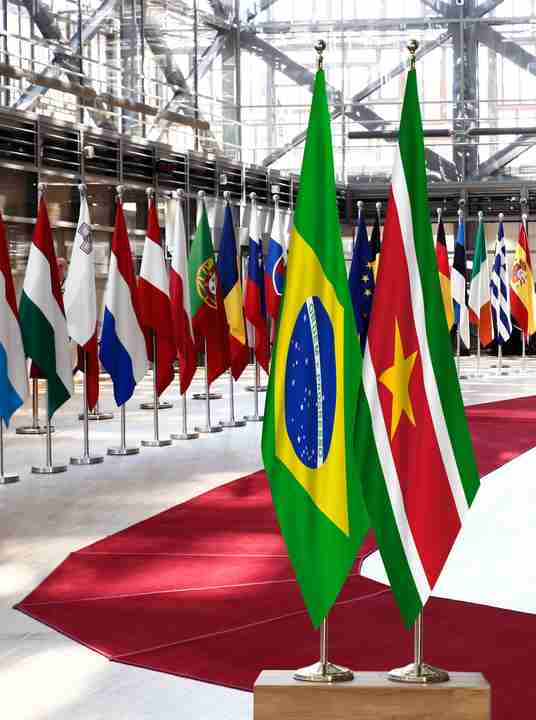 Brazil Suriname Flags