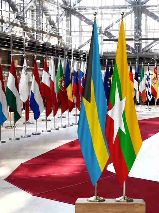 Bahamas Myanmar Flags