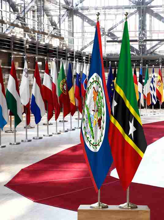 Belize Saint Kitts and Nevis Flags