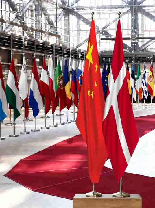 China Denmark Flags