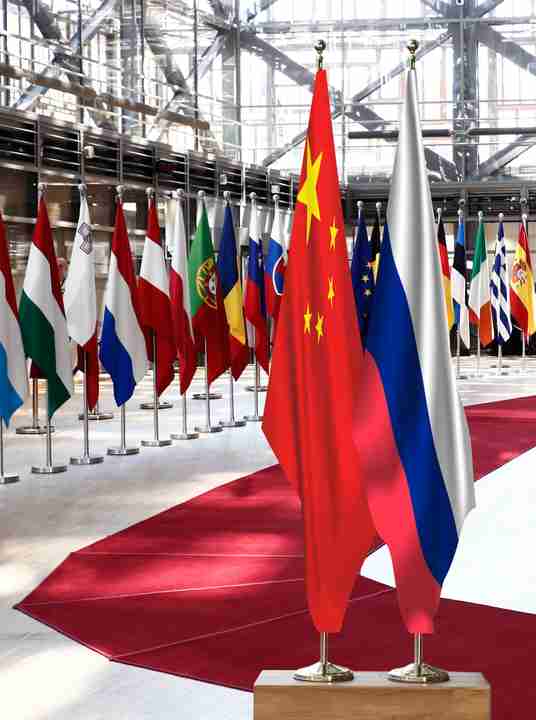China Russia Flags