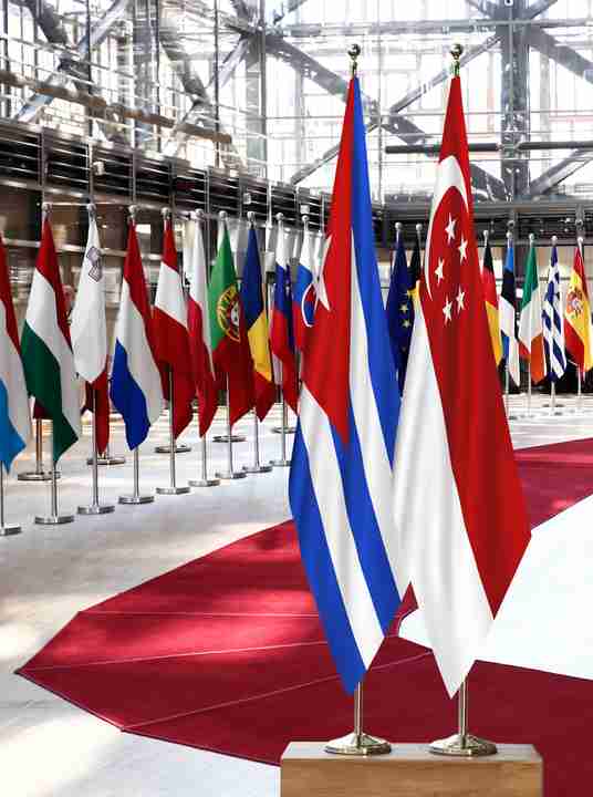 Cuba Singapore Flags