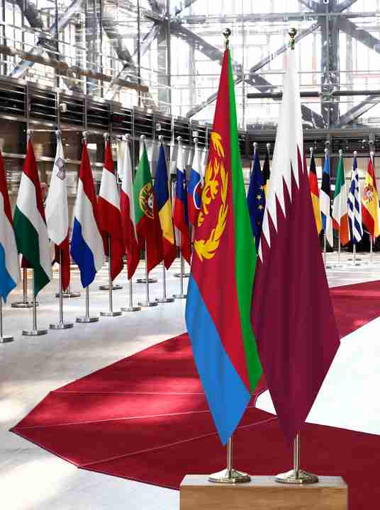 Eritrea Qatar Flags