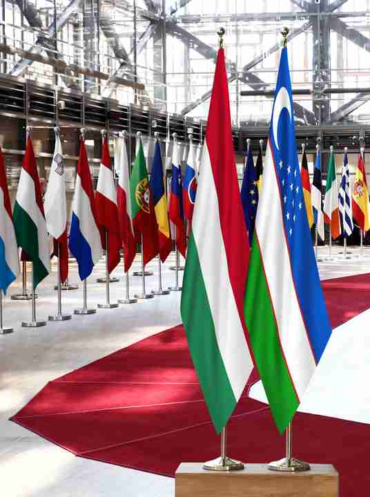 Hungary Uzbekistan Flags