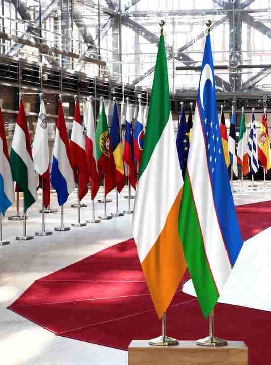 Ireland Uzbekistan Flags
