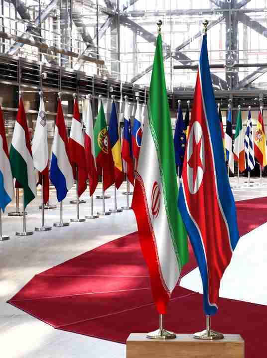 Iran North Korea Flags