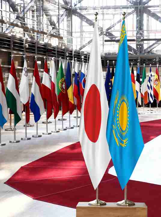 Japan Kazakhstan Flags