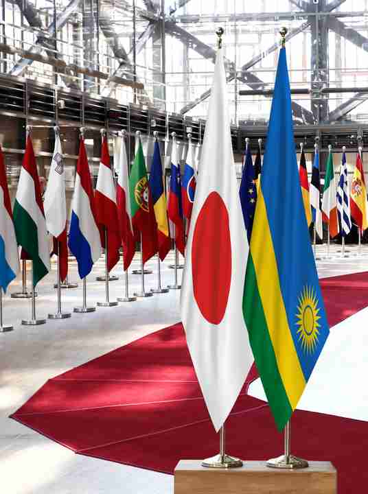 Japan Rwanda Flags