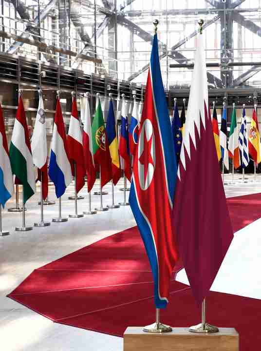 North Korea Qatar Flags